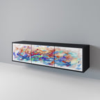 FINESSE MASH-UP 3-Door TV Stand in Black Finish