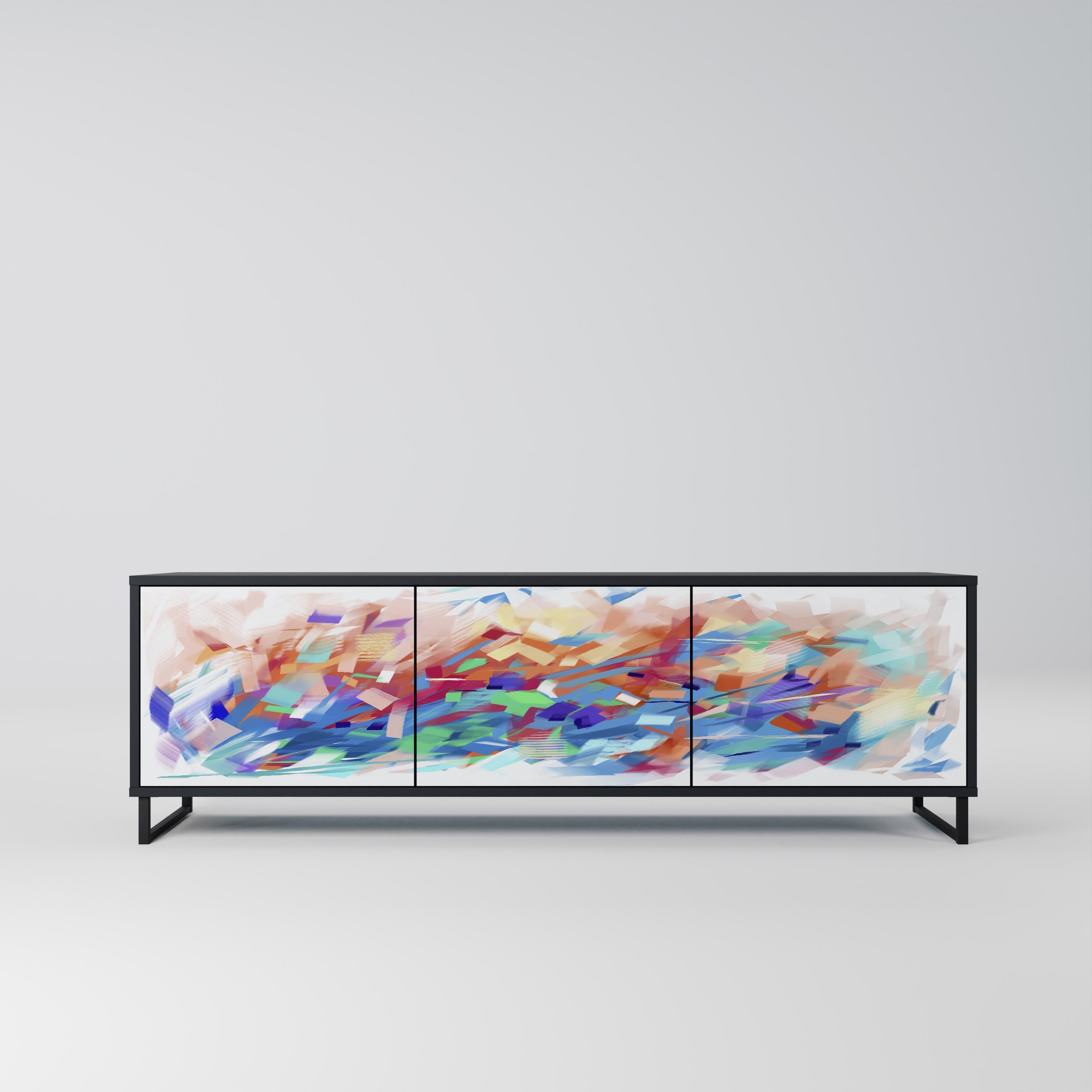 FINESSE MASH-UP Móvel de TV com 3 Portas em Acabamento Preto