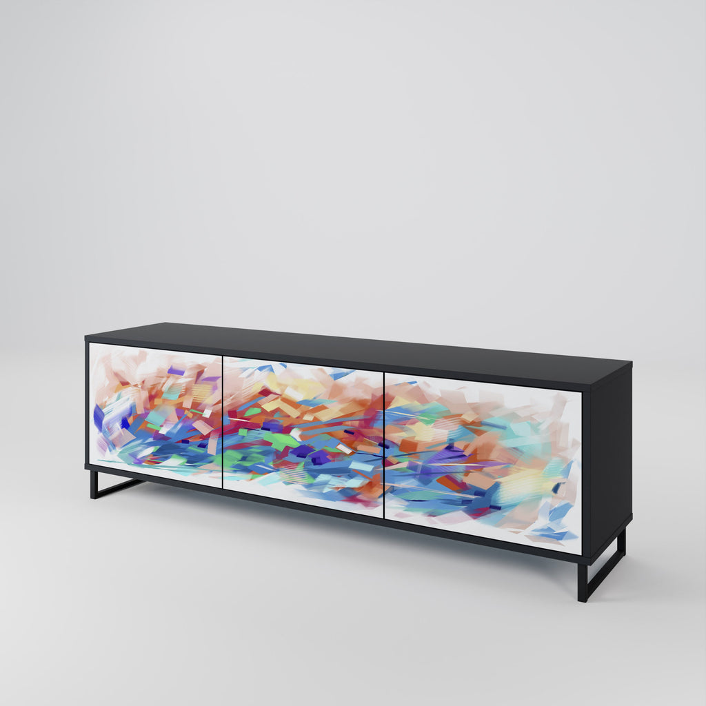 FINESSE MASH-UP 3-Door TV Stand in Black Finish