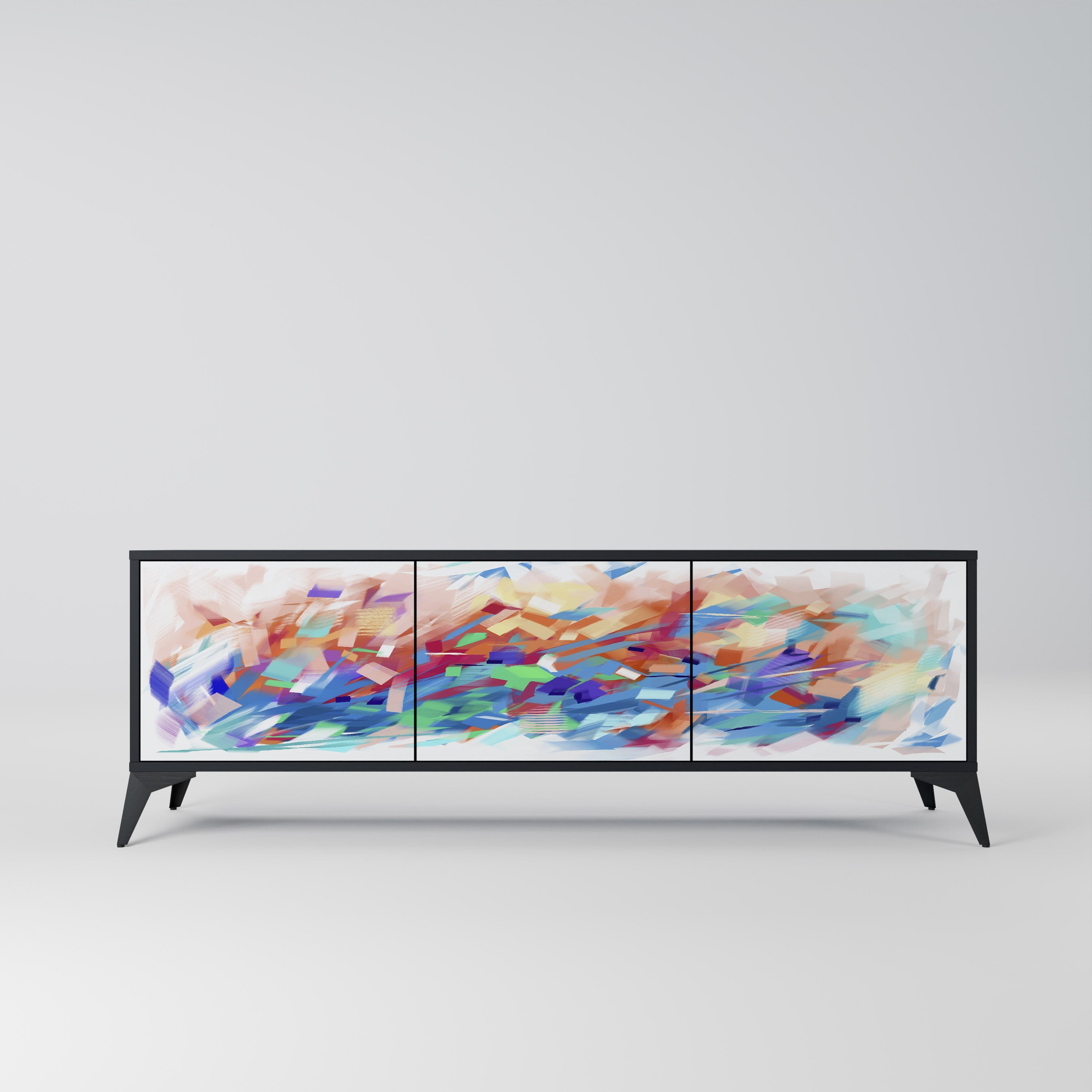 FINESSE MASH-UP Móvel de TV com 3 Portas em Acabamento Preto