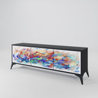 FINESSE MASH-UP 3-Door TV Stand in Black Finish