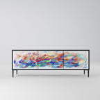 FINESSE MASH-UP 3-Door TV Stand in Black Finish