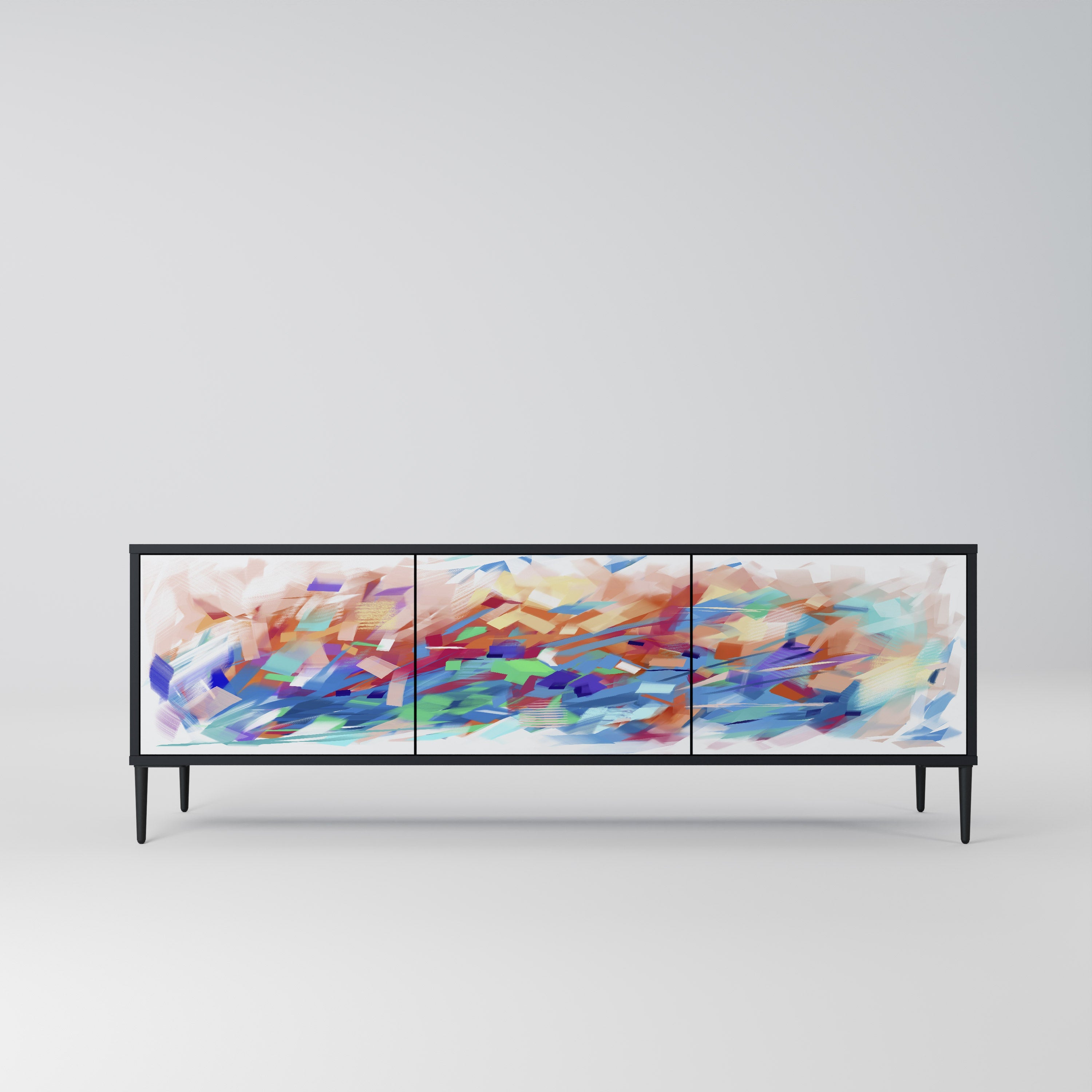 FINESSE MASH-UP Móvel de TV com 3 Portas em Acabamento Preto