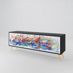 FINESSE MASH-UP 3-Door TV Stand in Black Finish