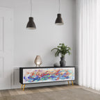 FINESSE MASH-UP 3-Door TV Stand in Black Finish