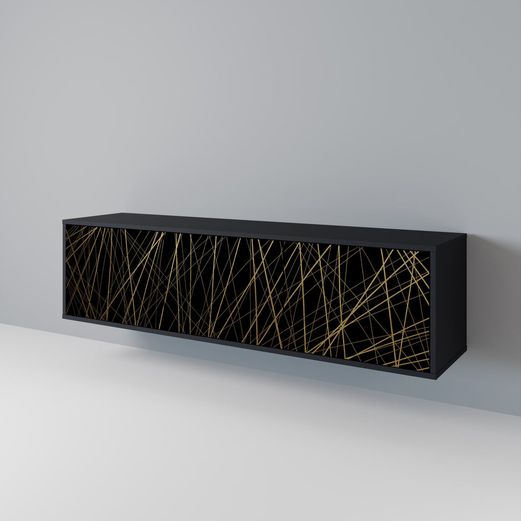 BRIGHT MESH Móvel de TV com 3 Portas em Acabamento Preto