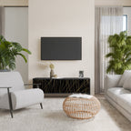 BRIGHT MESH Móvel de TV com 3 Portas em Acabamento Preto