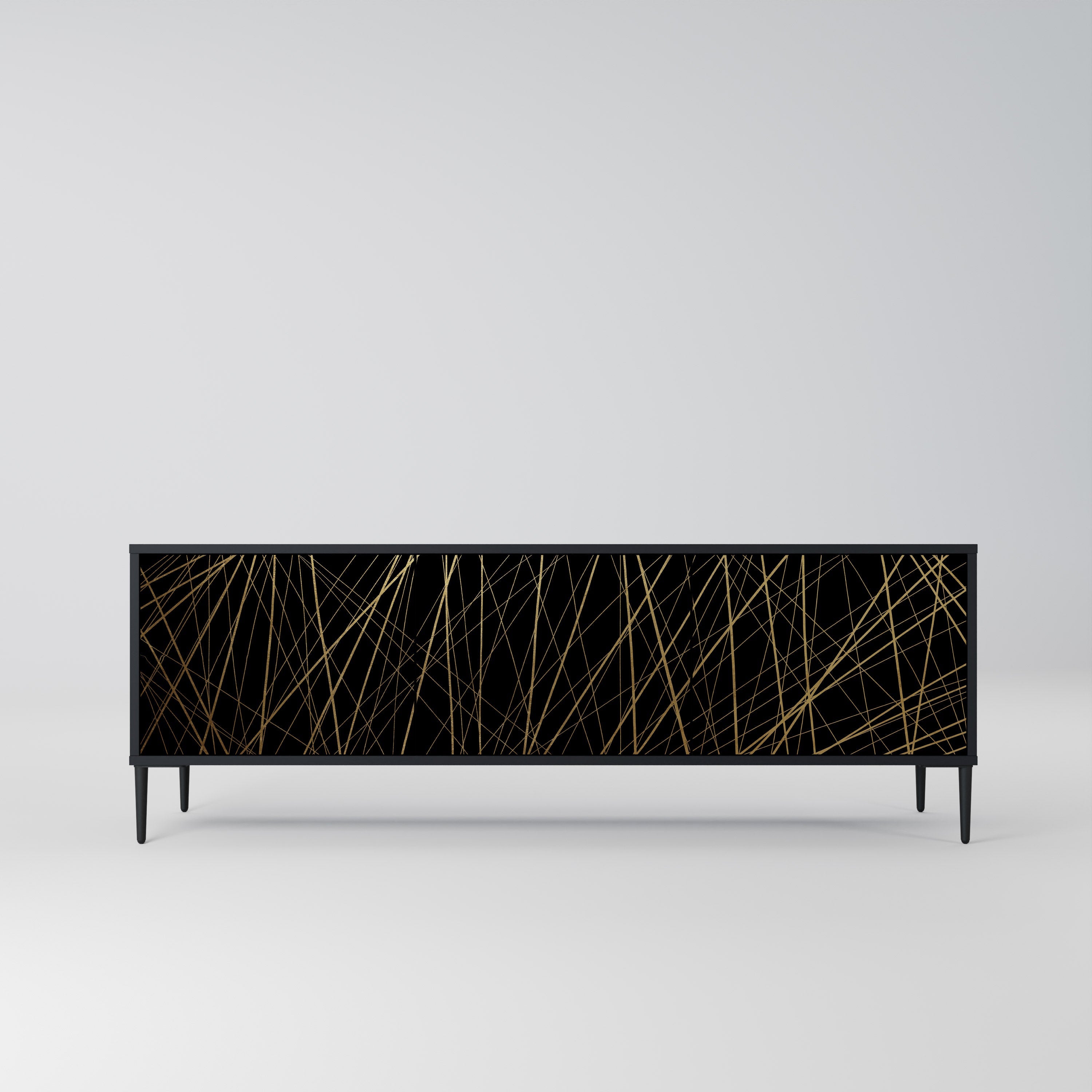 BRIGHT MESH Móvel de TV com 3 Portas em Acabamento Preto