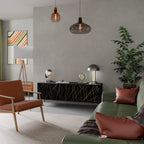 BRIGHT MESH Móvel de TV com 3 Portas em Acabamento Preto