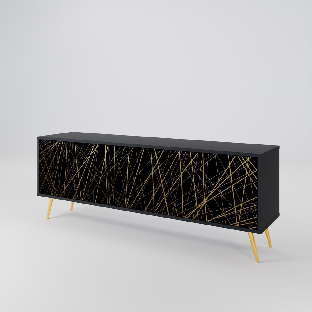 BRIGHT MESH Móvel de TV com 3 Portas em Acabamento Preto