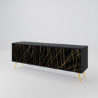 BRIGHT MESH Móvel de TV com 3 Portas em Acabamento Preto