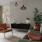 BRIGHT MESH Móvel de TV com 3 Portas em Acabamento Preto