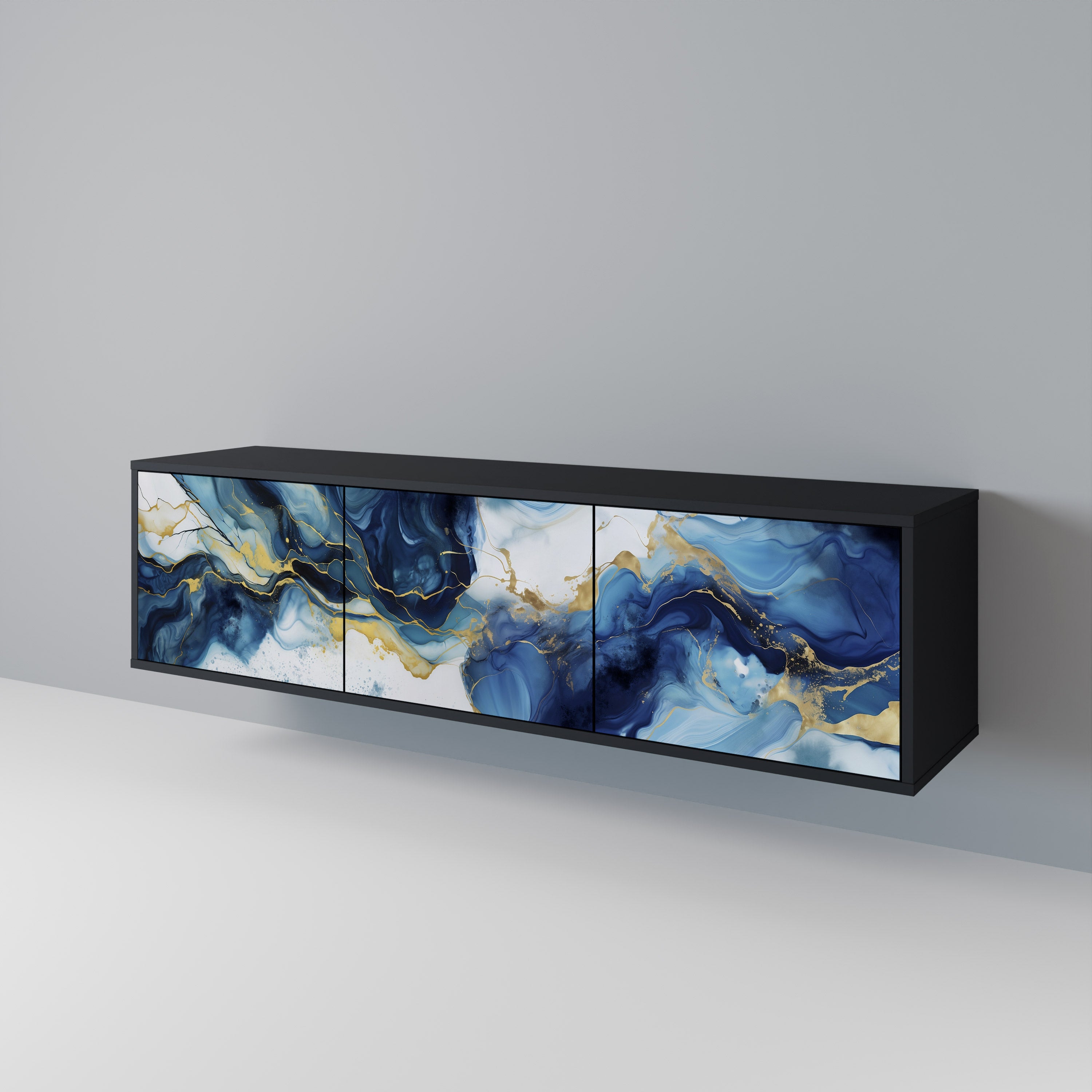 INKY MARBLE 3-Door TV Cabinet