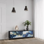 INKY MARBLE 3-Door TV Stand in Black Finish