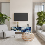 INKY MARBLE 3-Door TV Stand in Black Finish