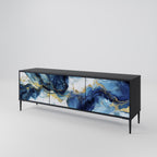 INKY MARBLE 3-Door TV Stand in Black Finish