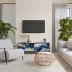 INKY MARBLE 3-Door TV Stand in Black Finish