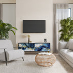 INKY MARBLE 3-Door TV Stand in Black Finish