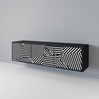 ILLUSIONARY LATTICE Móvel de TV com 3 Portas em Acabamento Preto