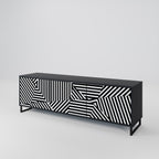 ILLUSIONARY LATTICE Móvel de TV com 3 Portas em Acabamento Preto