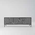 ILLUSIONARY LATTICE Móvel de TV com 3 Portas em Acabamento Preto