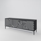 ILLUSIONARY LATTICE Móvel de TV com 3 Portas em Acabamento Preto