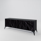 SHIMMER SPIDERGRAM 3-Door TV Stand in Black Finish