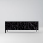 SHIMMER SPIDERGRAM 3-Door TV Stand in Black Finish