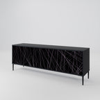 SHIMMER SPIDERGRAM 3-Door TV Stand in Black Finish