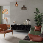 SHIMMER SPIDERGRAM 3-Door TV Stand in Black Finish