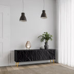 SHIMMER SPIDERGRAM 3-Door TV Stand in Black Finish