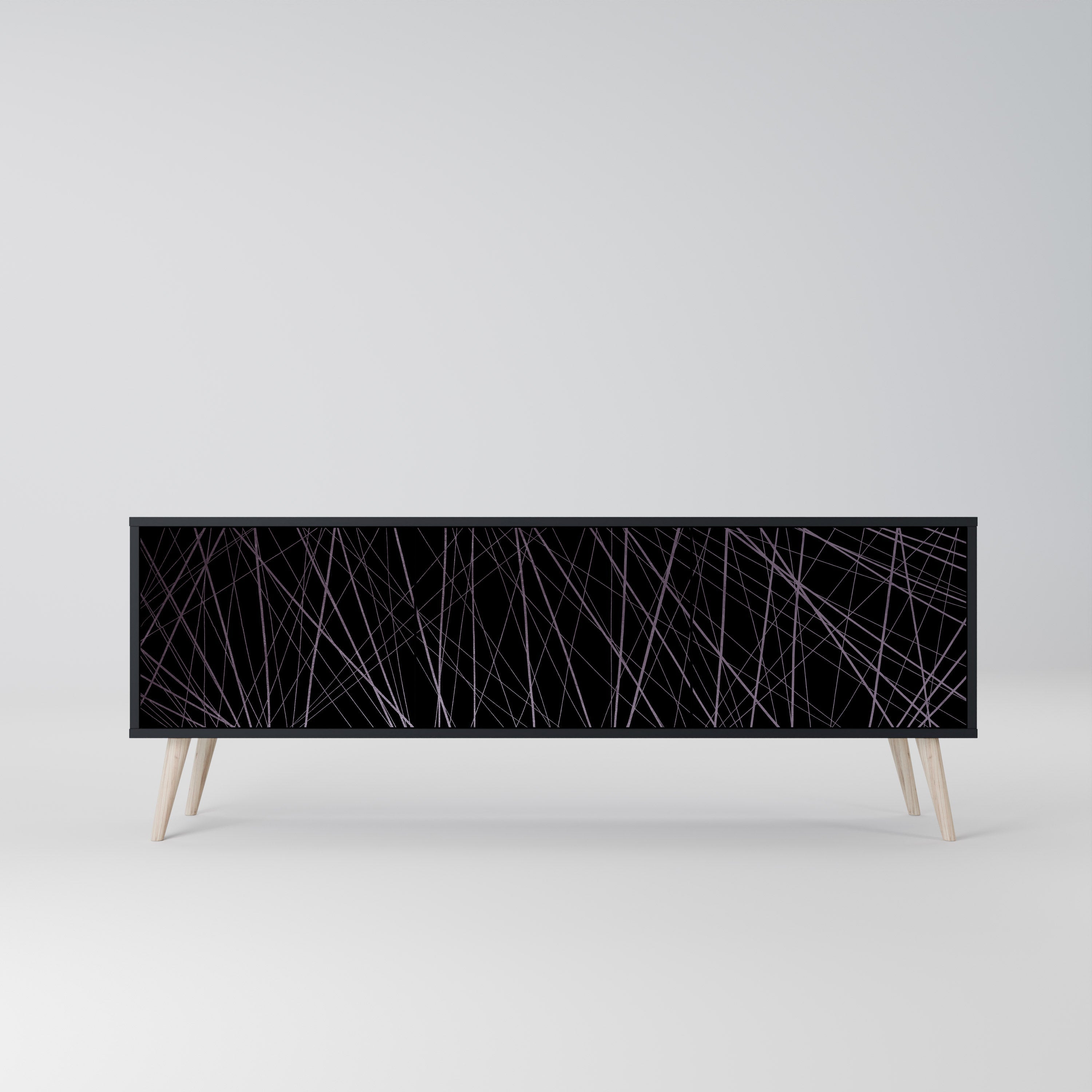 SHIMMER SPIDERGRAM Móvel de TV com 3 Portas em Acabamento Preto