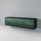 TESSELATED GREENERY Móvel de TV com 3 Portas em Acabamento Preto