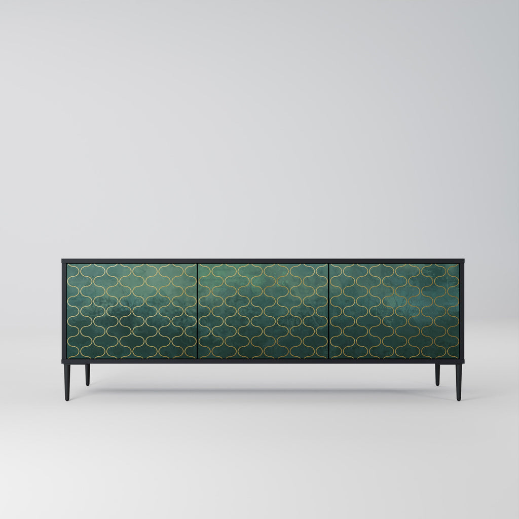 TESSELATED GREENERY Móvel de TV com 3 Portas em Acabamento Preto