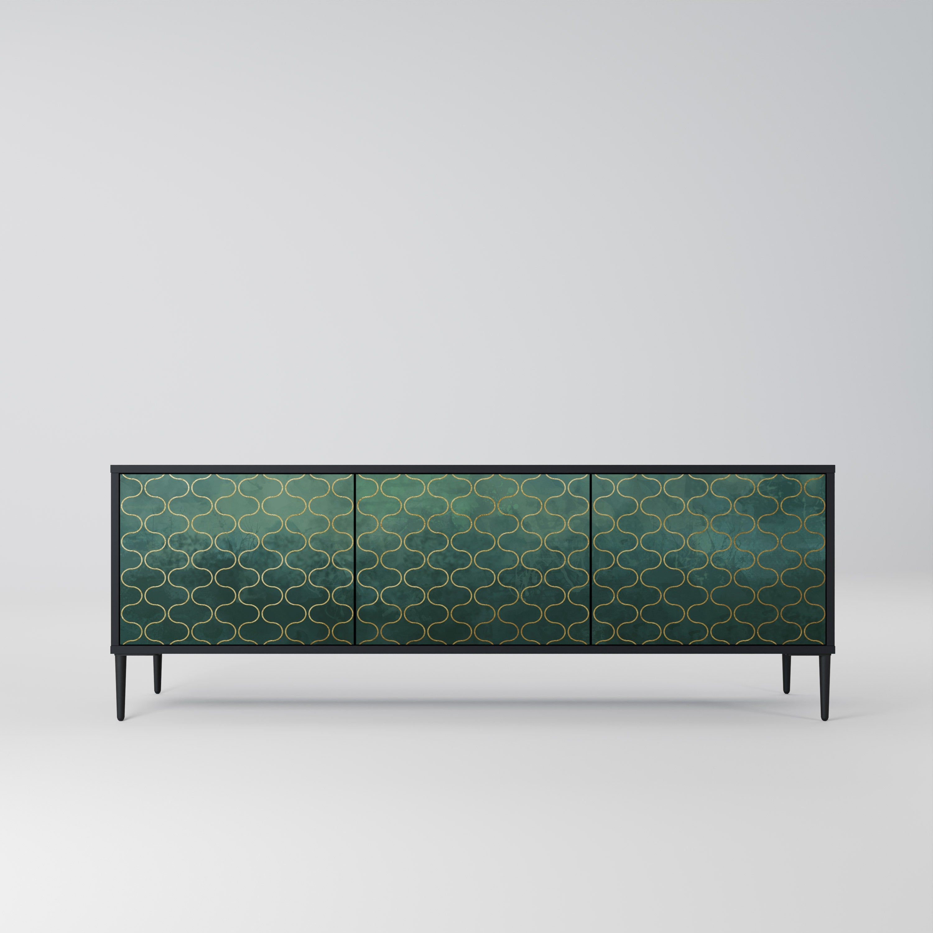 TESSELATED GREENERY Móvel de TV com 3 Portas em Acabamento Preto