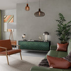 TESSELATED GREENERY Móvel de TV com 3 Portas em Acabamento Preto