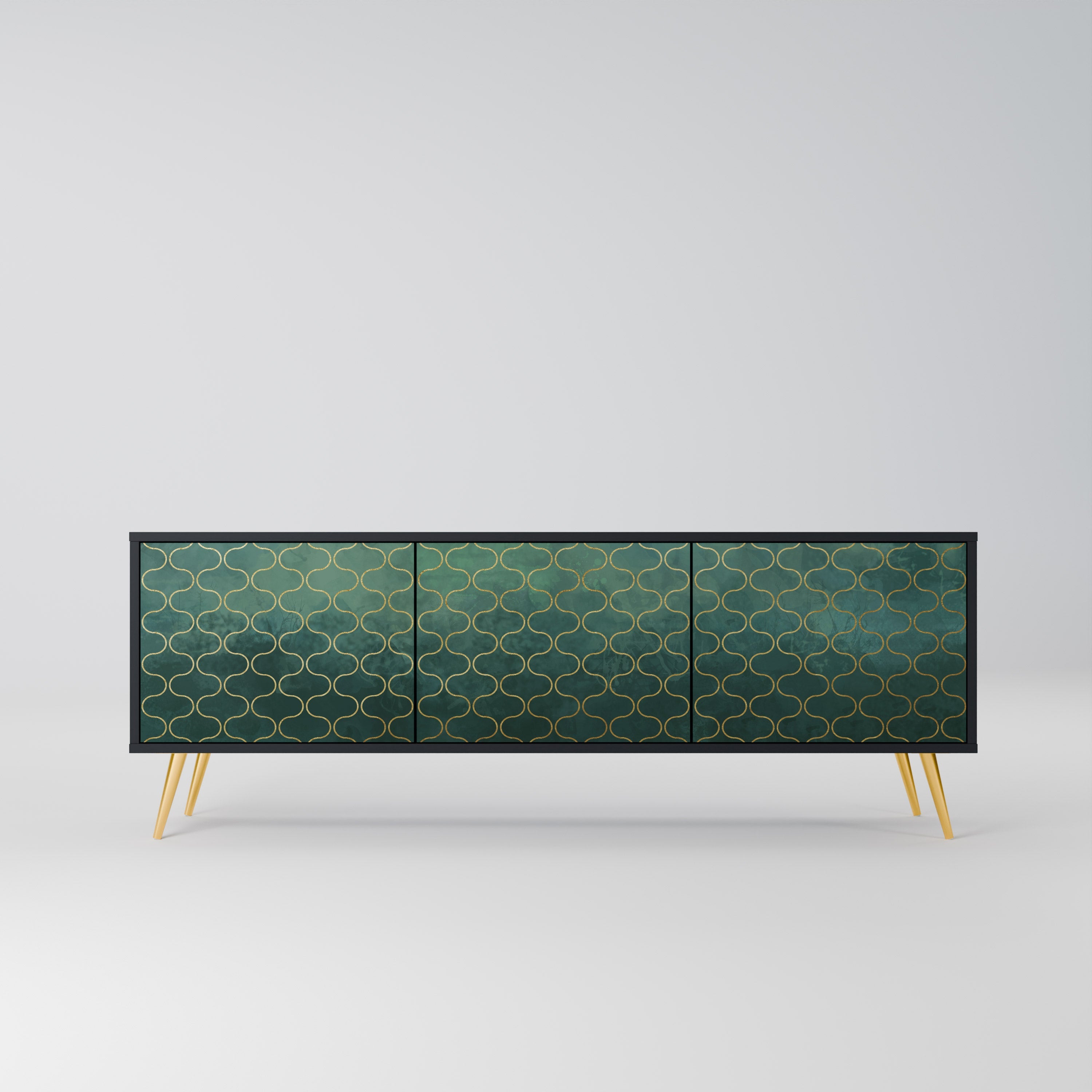 TESSELATED GREENERY Móvel de TV com 3 Portas em Acabamento Preto