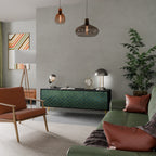 TESSELATED GREENERY Móvel de TV com 3 Portas em Acabamento Preto