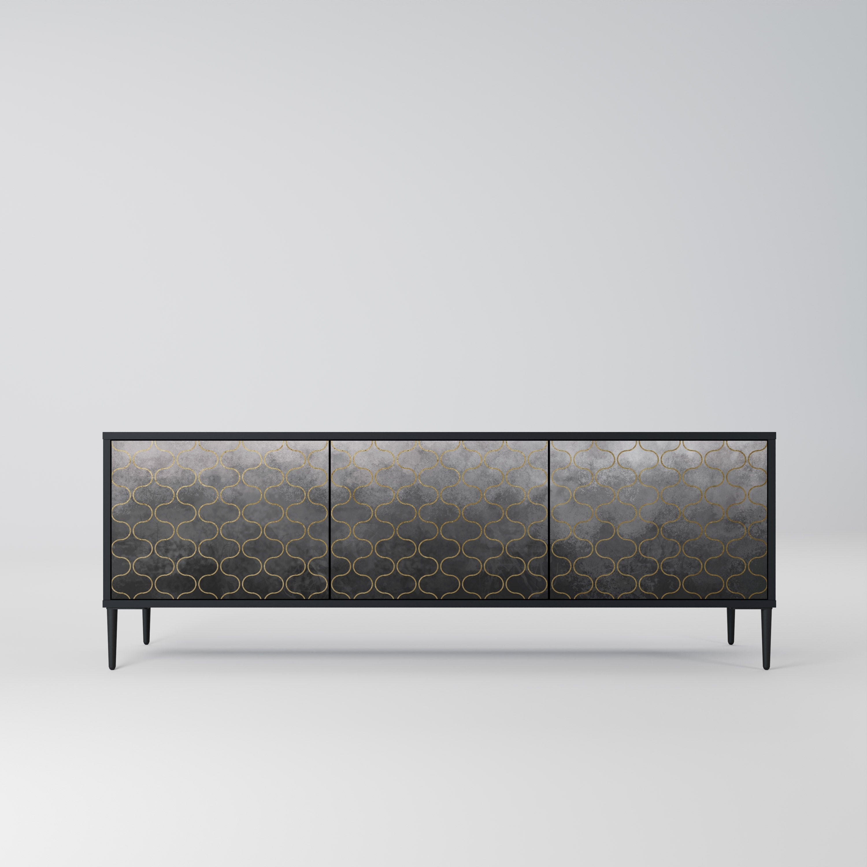 TESSELATED GRAYISH Móvel de TV com 3 Portas em Acabamento Preto