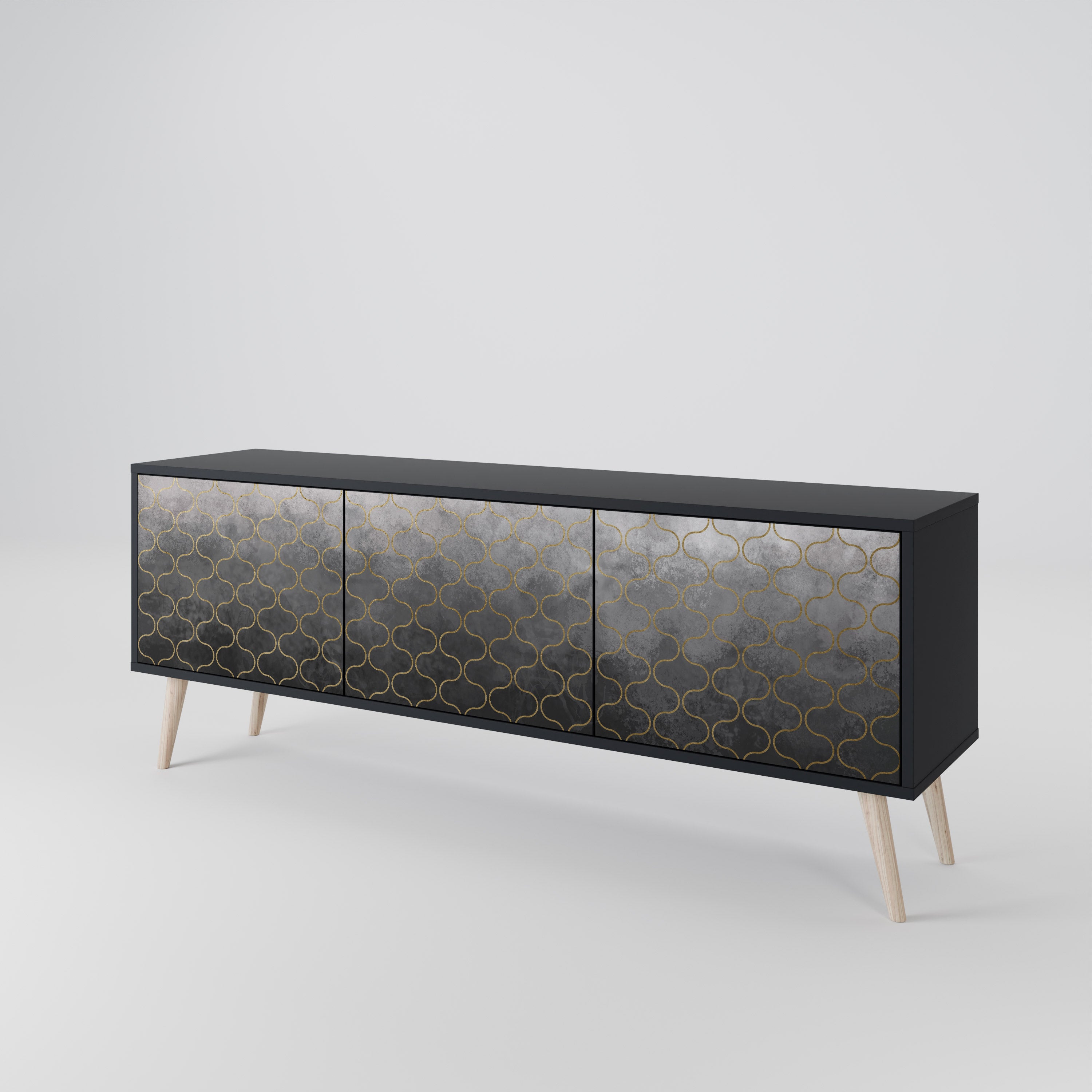 TESSELATED GRAYISH 3-Door TV Cabinet