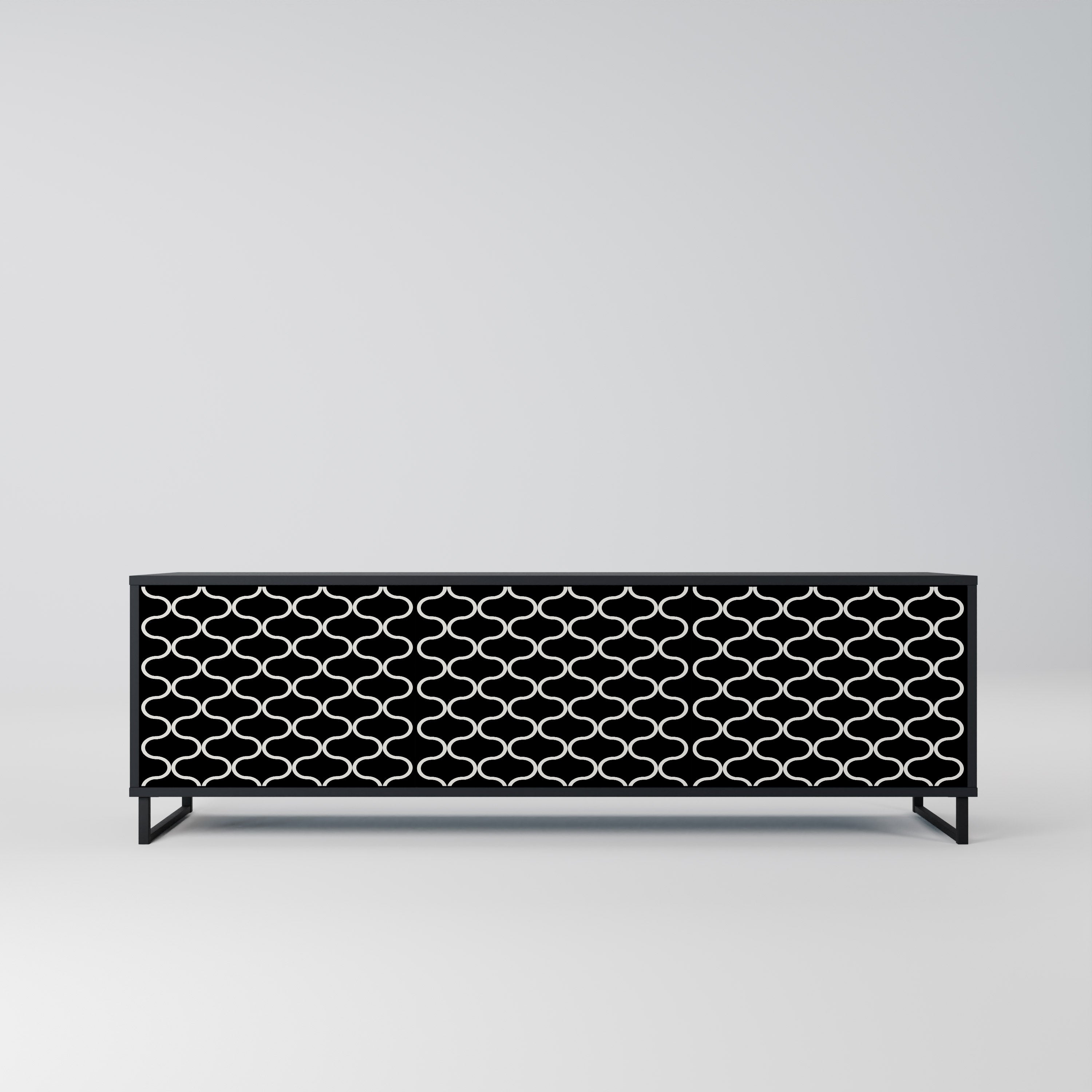 TESSELATED BLACKNESS Móvel de TV com 3 Portas em Acabamento Preto