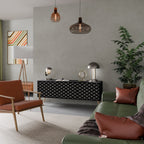 TESSELATED BLACKNESS Móvel de TV com 3 Portas em Acabamento Preto