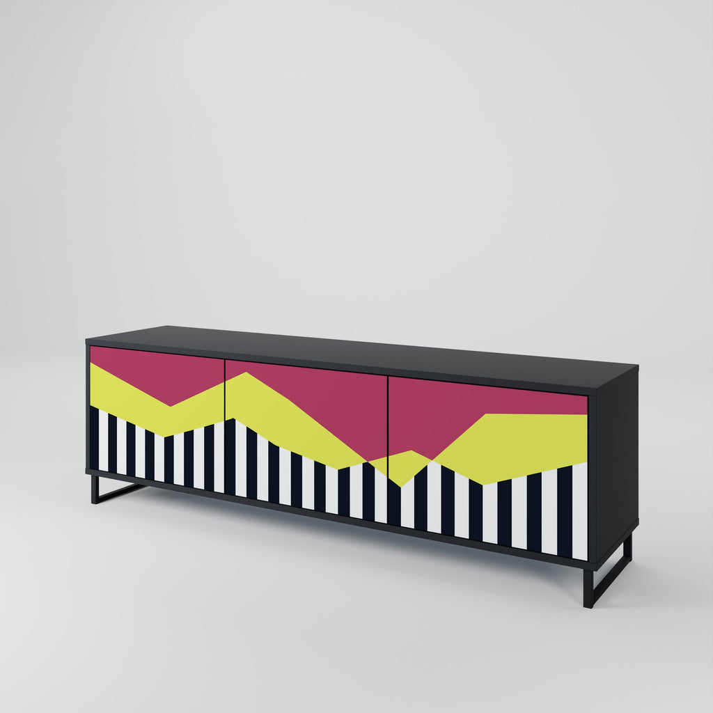 PIANO FANTASY Móvel de TV com 3 Portas em Acabamento Preto