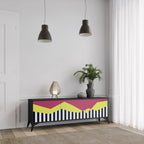 PIANO FANTASY Móvel de TV com 3 Portas em Acabamento Preto