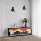 PIANO FANTASY Móvel de TV com 3 Portas em Acabamento Preto