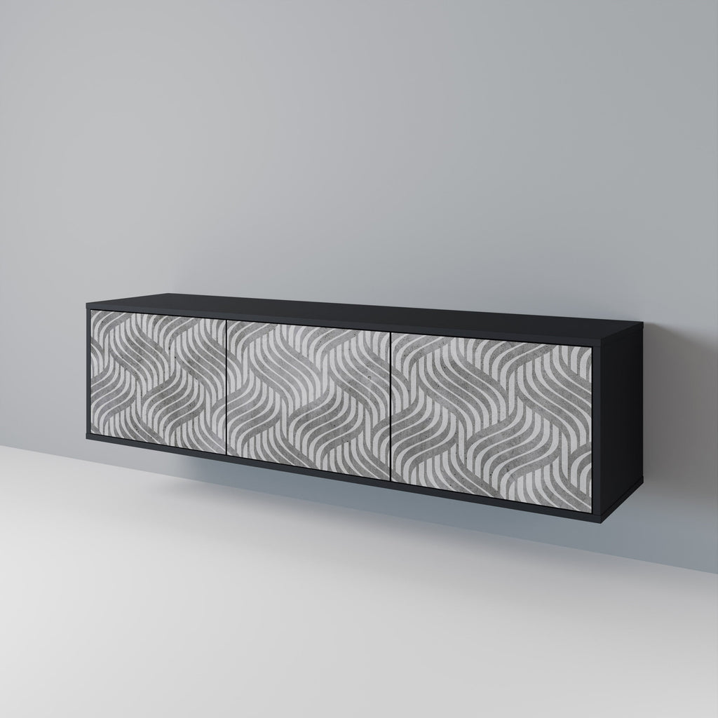 CONCRETE MOVEMENT Móvel de TV com 3 Portas em Acabamento Preto