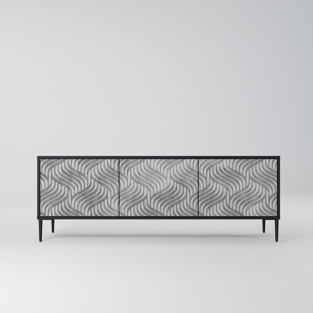 CONCRETE MOVEMENT Móvel de TV com 3 Portas em Acabamento Preto