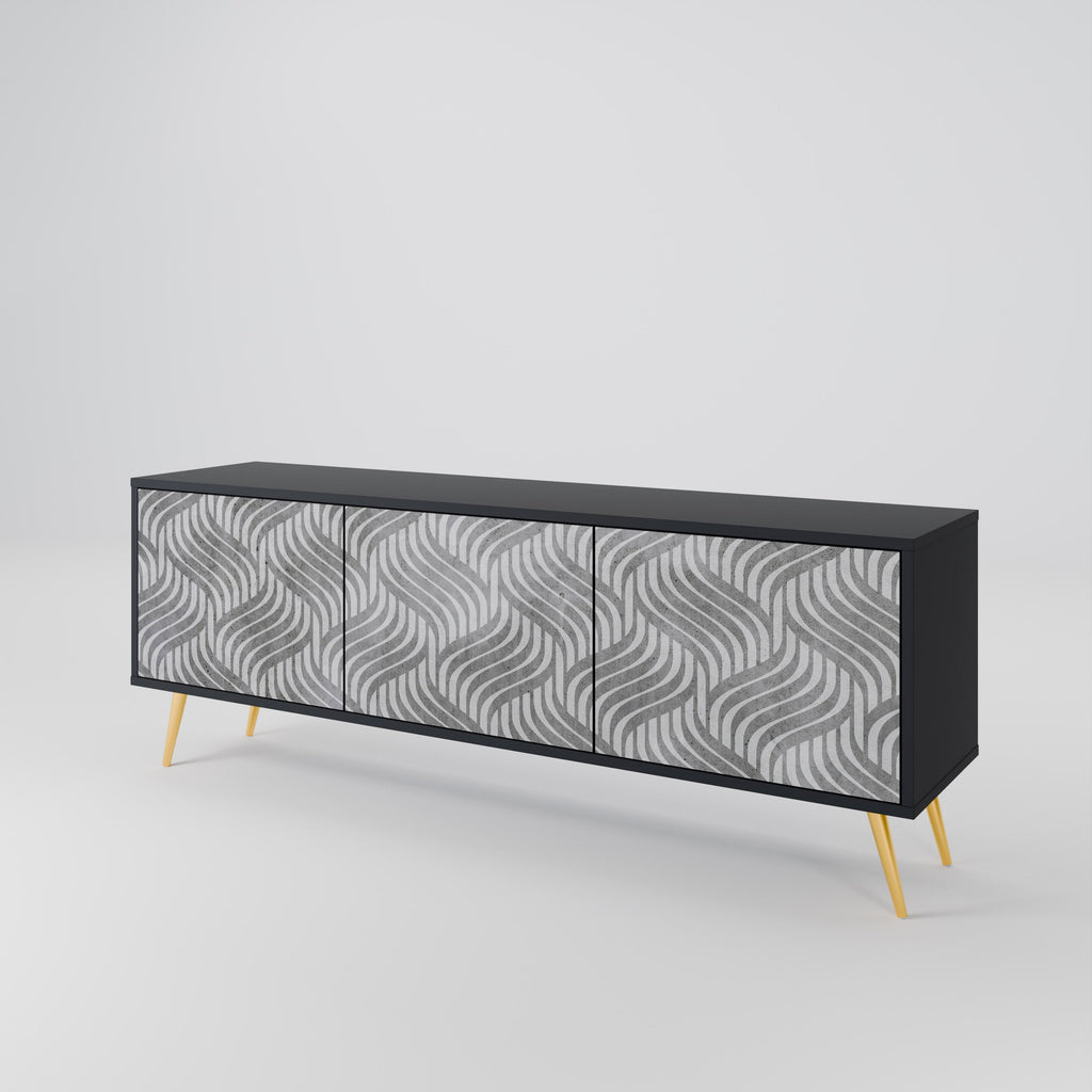 CONCRETE MOVEMENT Móvel de TV com 3 Portas em Acabamento Preto