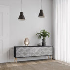 CONCRETE MOVEMENT Móvel de TV com 3 Portas em Acabamento Preto