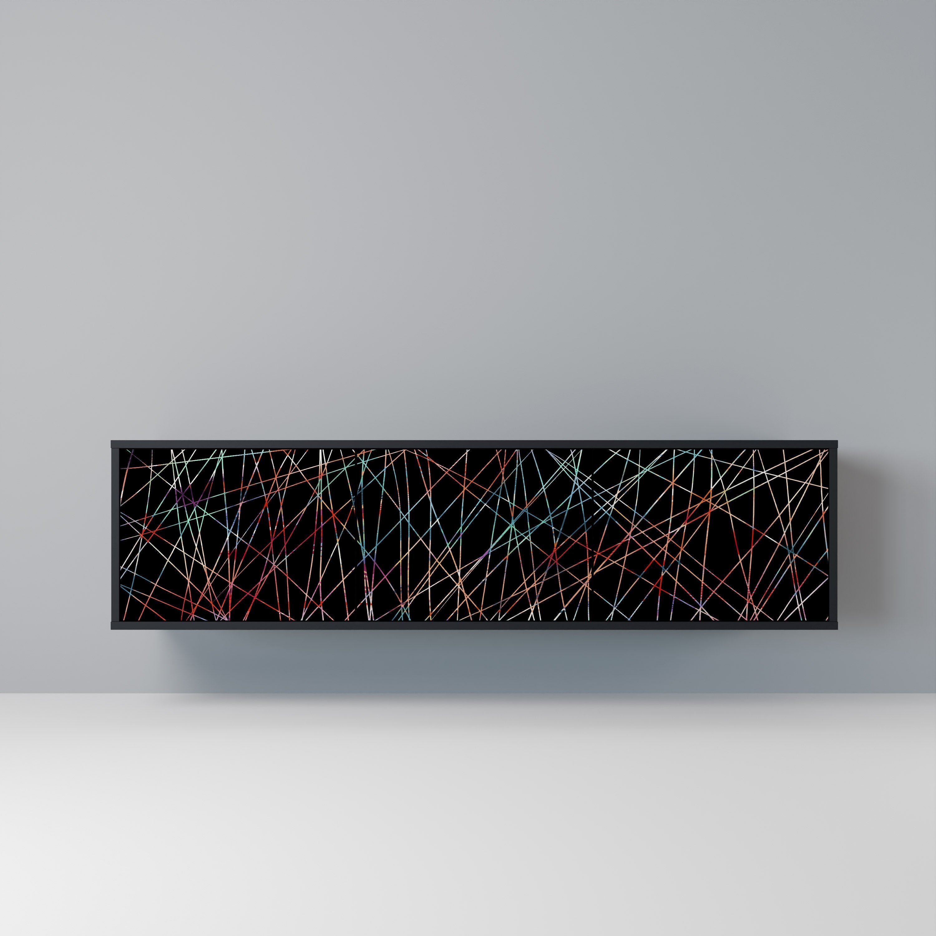 LUMINOUS SNARE Móvel de TV com 3 Portas em Acabamento Preto